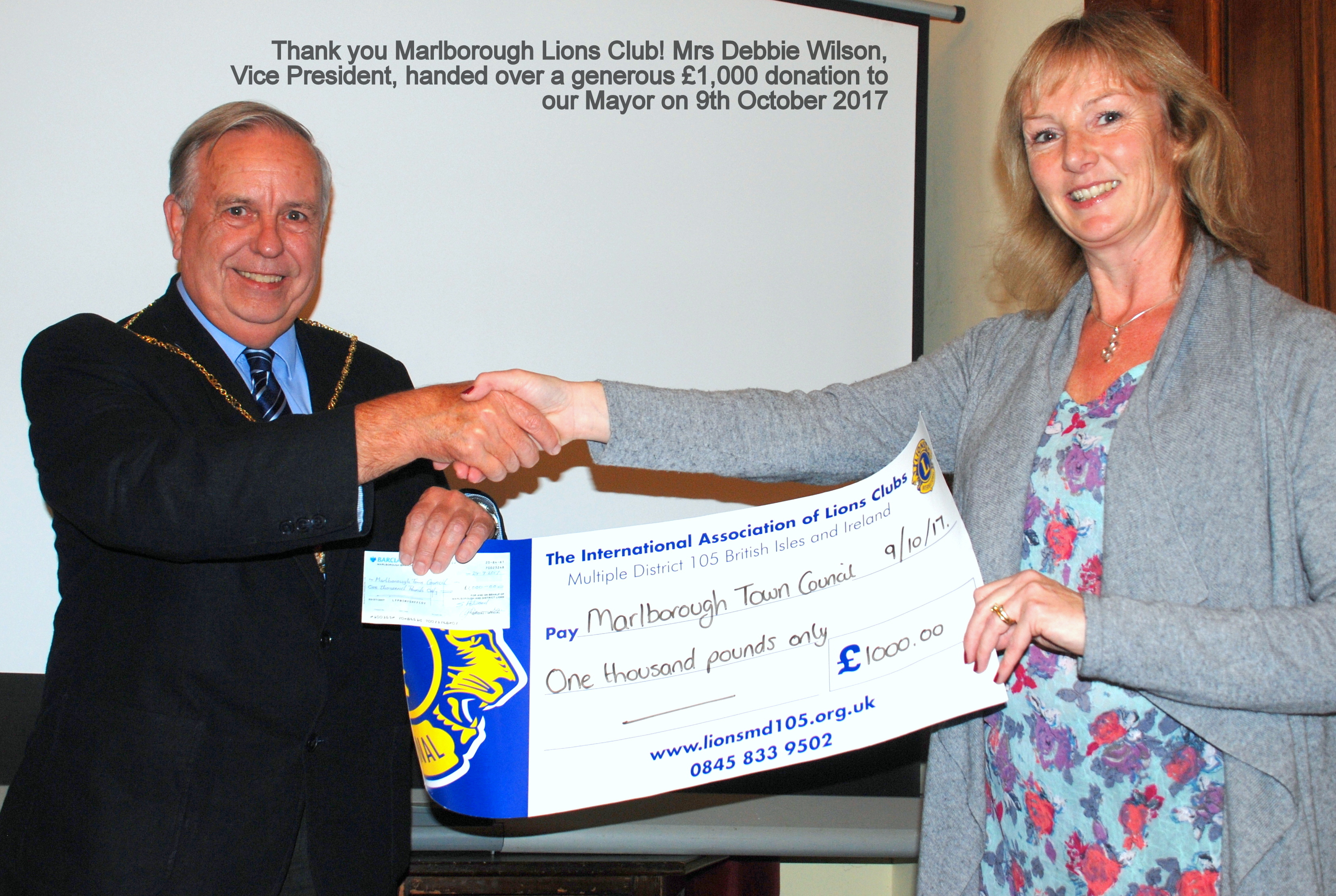 Lions Club cheque
