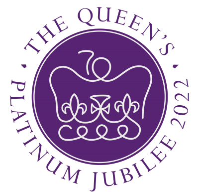 a circle with a crown drawn inside - the logo for the Queen's Platinum Jubilee 2022