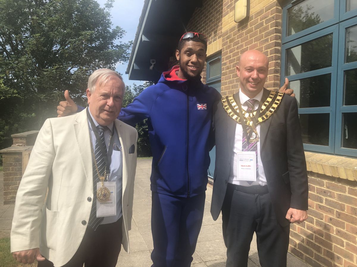 With Long Jumper Feron Sayers and Swindon Mayor, Kevin Parry blogIMG0254