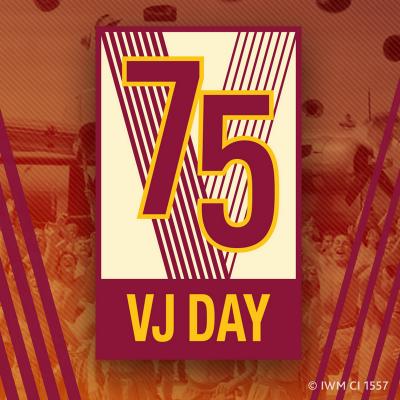 a logo displaying 75 VJ Day