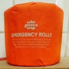 loo-roll with emergency roll written on wrapper