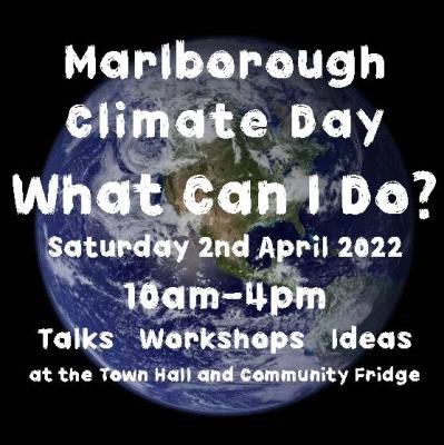 a photograph of planet earth with writing detailing the climate day, venue, date and time