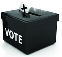 a black box with a slot in the top.  The word VOTE is written on the side