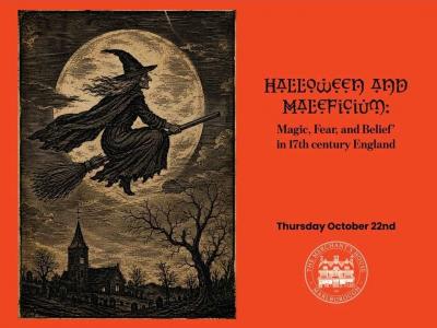 an image of a witch flying above a church